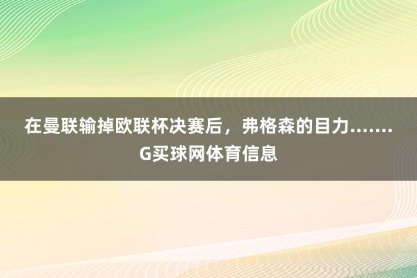 在曼联输掉欧联杯决赛后，弗格森的目力.......G买球网体育信息