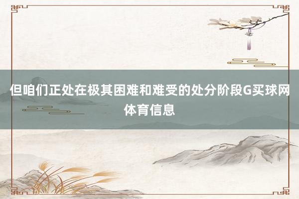 但咱们正处在极其困难和难受的处分阶段G买球网体育信息