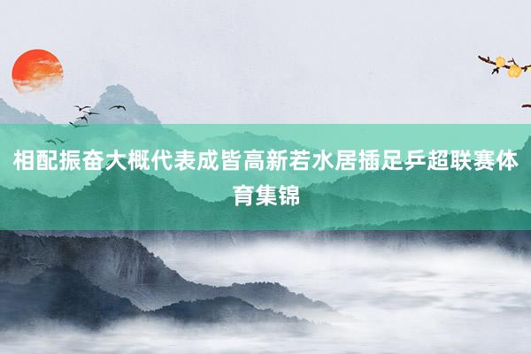 相配振奋大概代表成皆高新若水居插足乒超联赛体育集锦